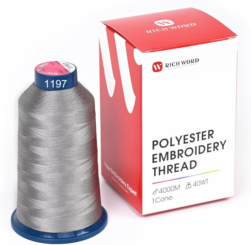 Poolin Richword Selected Grey Embroidery Thread 4000M(4374Y) 40WT Polyester Thread 100 Colors Selected for Commercial Multi Needles and Single Needle Embroidery Machine 1197 - Image 1